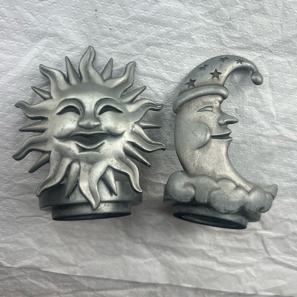 Silver Sun and Moon Decorative Candle Holders